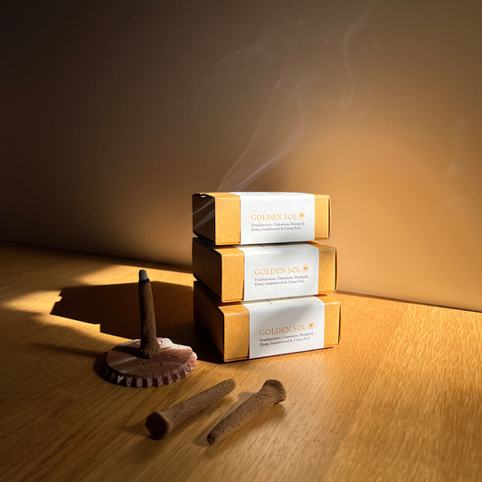 Golden Sol: A Sun-Inspired Blend | Natural Incense Cones | Box of 11 cones
