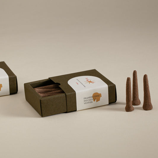 Frankincense, Patchouli and Vetiver | Natural Incense Cones | Box of 11 cones