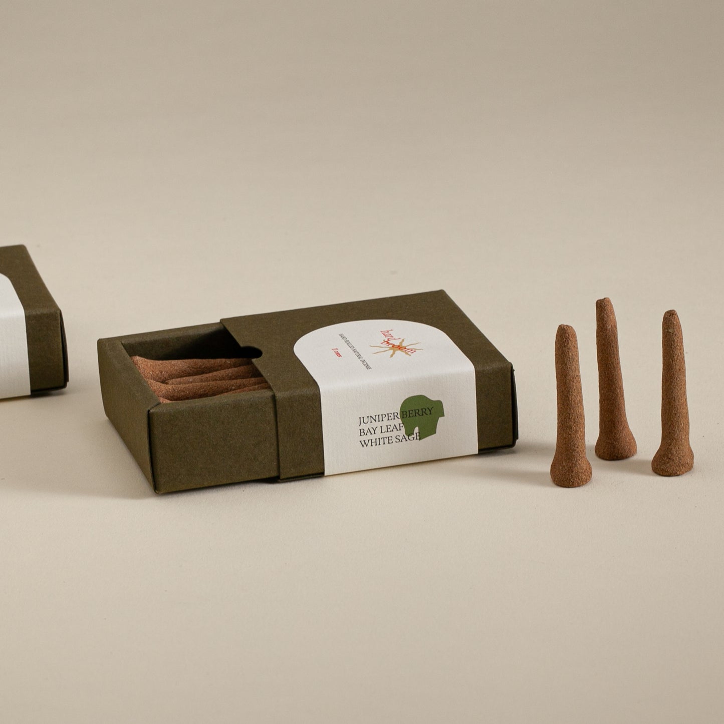 Juniper Berry, Bay Leaf and White Sage | Natural Incense Cones | Box of 11 cones