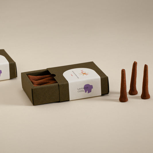 Lavender and Copal | Natural Incense Cones | Box of 11 cones
