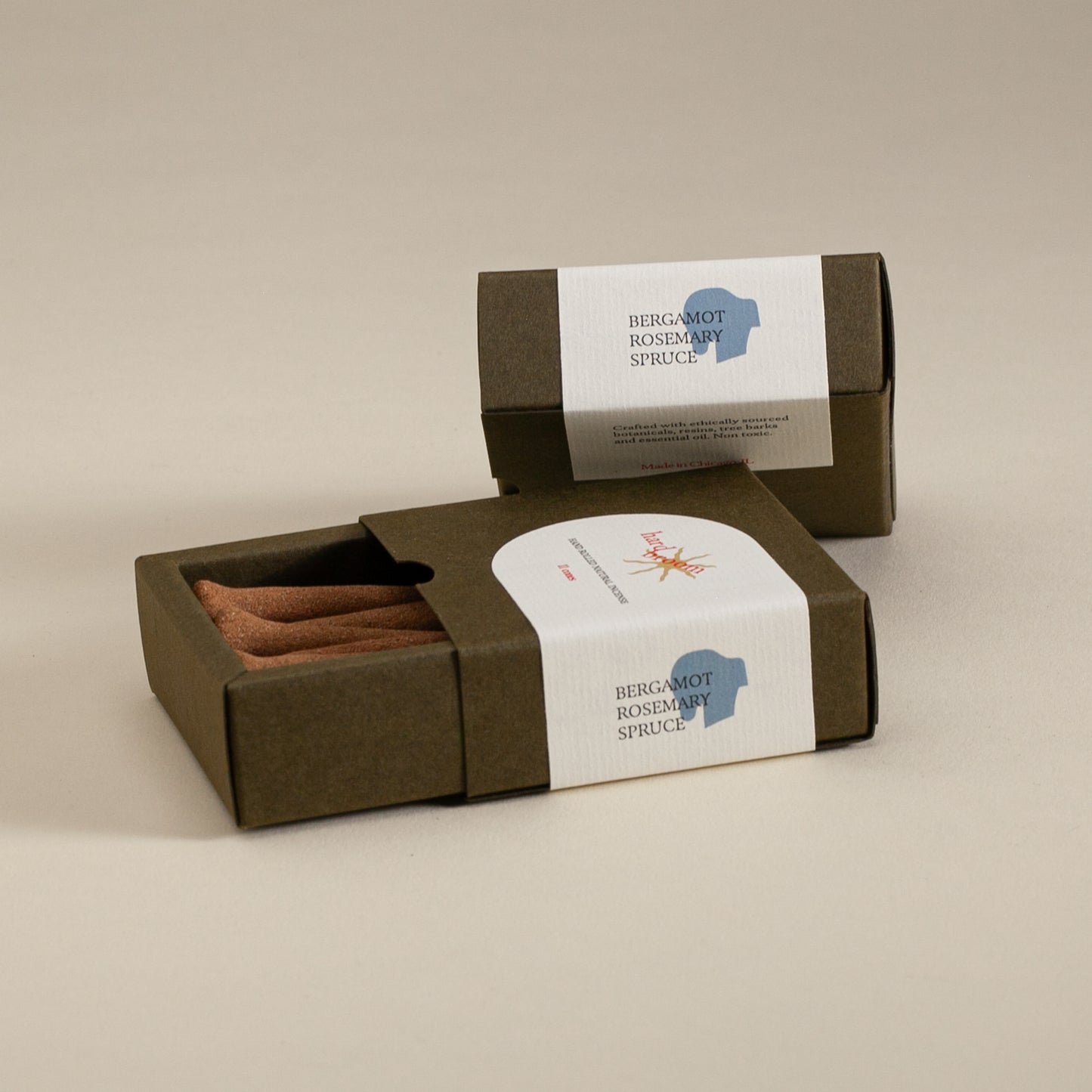 Bergamot, Rosemary and Spruce | Natural Incense Cones | Box of 11 cones