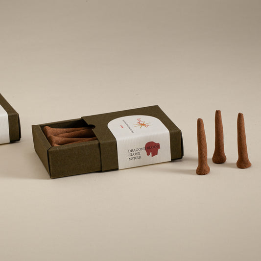 Dragon's Blood, Clove and Myrrh | Natural Incense Cones | Box of 11 cones